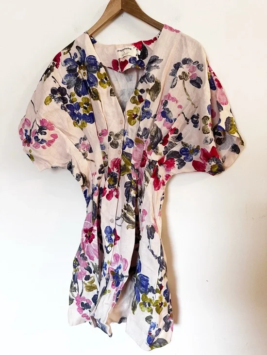 Anthropologie The Tobie Linen Pleated Mini Shirt Dress by Exquise - Picture 7 of 9